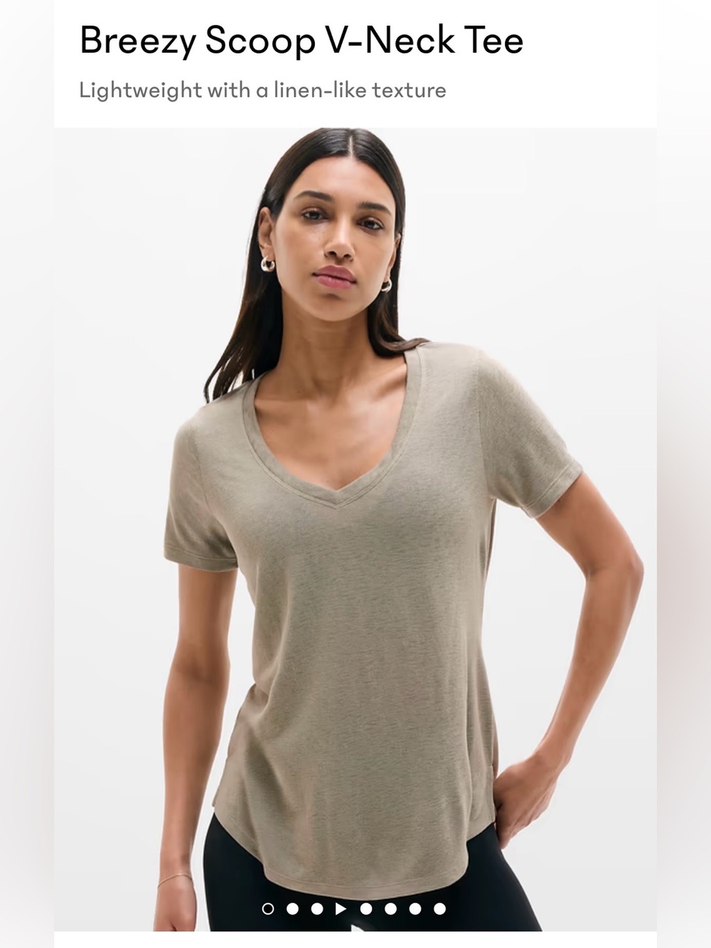 Athleta Breezy Scoop V-neck Tee in Olive Green- Like New
